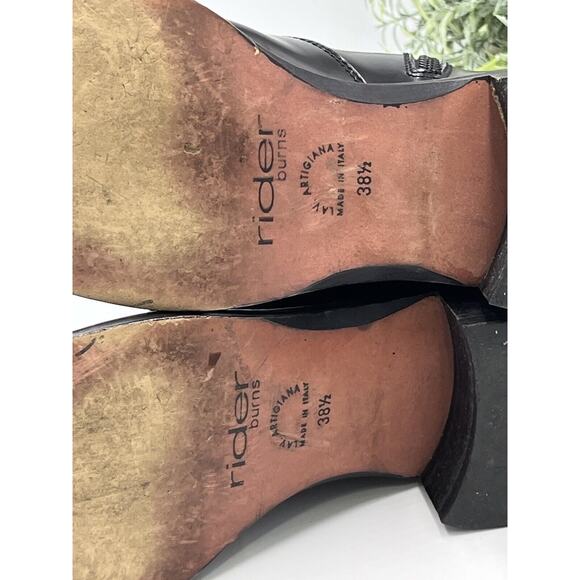 Rider Burns Vintage Black Patent Leather Stacked Heel Ankle Boots Sz 38.5/US 8 - Picture 14 of 16